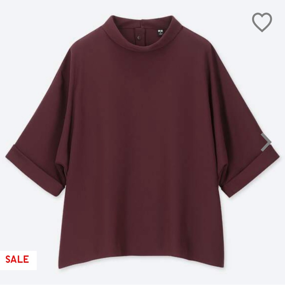 Black Uniqlo drape half neck mock sleeve blouse
